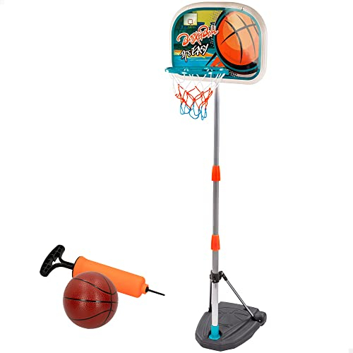 COLORBABY 49538, Canasta baloncesto exterior portátil para niños, CB Toys, Altura regulable de 94,5cm a 165cm, Incluye depósito para rellenar con agua o arena, Fácil Montaje