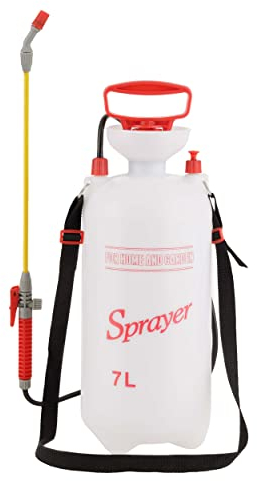 Baroni Home Bomba de hombro manual, pulverizador de presión manual, pulverizador manual de 7 litros para jardinería, fertilización, descongelación y desinfestación (7 L)
