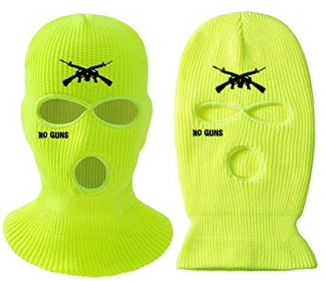 BBABBT Neue 3-Loch-Vollgesicht-Skimaske, Wintermütze, Sturmhaube, Kapuze, Beanie-Mütze, Männer und Frauen, Outdoor-Radfahren, Skifahren, Laufen, Fluoreszierendes gelb, Average