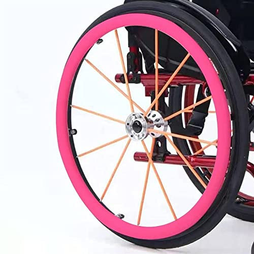 Sawmew 1 Paar Rollstuhl-Schiebefelgenabdeckungen, 22/24-Zoll-Hinterrad-Sportrollstuhlabdeckung, rutschfeste Handschubabdeckung, Big Wheel-Silikon-Schutzabdeckung (Color : Pink, Size : 22in)