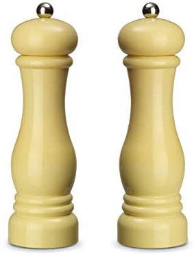 Echtwerk 2-teiliges Gewürzmühlen Set, Salz- und Pfeffermühle aus hochwertigem ABS-Kunststoff, Keramikmahlwerk, Manuelle Mühle, Ideal für Gewürze wie Pfeffer, Salz und Chili, Creme, 21 cm