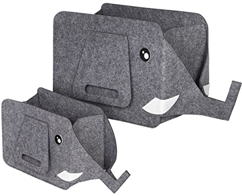 ONVAYA® Filz-Aufbewahrungsbox | 2er Set | Elefant | Große Box (16 l) und kleine Box (7,5 l) | aus robustem Filz | vielfältig einsetzbar