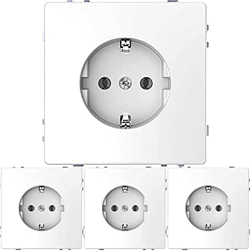 Merten MEG2301-6035 | Schuko Steckdose | System Design Serie | 16A - AC 250 V - Weiß | Made in Germany, 4er Pack