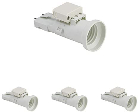 Debflex 712780 Soquet Ampoule lumière Lampe intérieure-Kit Complet Douille E27 + Fiche Dcl 2P+T-Debflex-712780, Blanc, Paquet de 4