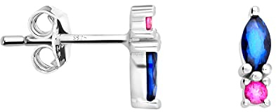 SOFIA MILANI - Boucles d'Oreilles pour Femme en Argent 925 - Clou d'Oreille avec des Pierres de Zirconium Multicolores - E1956