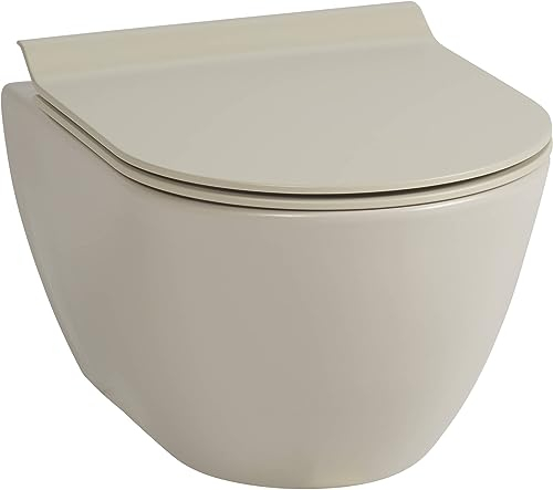 Ben Segno Hänge-WC mit Tiefspül kompakt Nanobeschichtung Tornado-Spülung matt beige - Wand-WC - Keramik