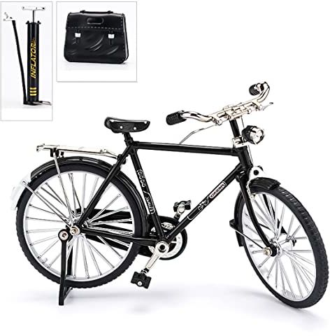 Fahrrad Modell Miniatur Deko Finger 1：32 Geschenk zum Geburtstag, DIY Retro Fahrrad Modell Ornament, Simulation Legierung Fahrrad Modell Kit, Metall Fahrrad Modell Dekoration (Schwarz)