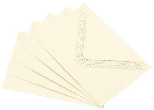 PATIKIL 4x6 Geschenkkarten-Umschläge, 5er Pack Papier Spitze Geschenkkartenhalter Mini Grußkarten-Umschlag für Weihnachtskarten Geburtstage Hochzeiten, Beige