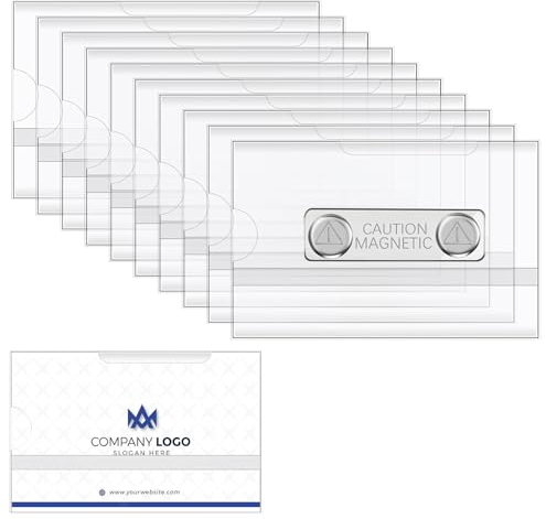 TOATELU 10 Stück Magnetische Namensschild, 9x7cm Namensschilder Magnetisch, Ausweishalter Namensschilder Für Kleidung, Namensschilder Selbstklebend Magnetisch, Magnet Namensschilder für Schule, Büro