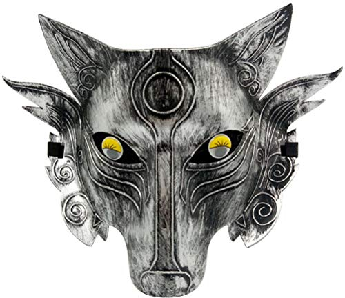 BSTCAR Wolfsmaske Plastikmaske Tiermaske Neuheit Wolf Cosplay Maske Halbmaske Maskerade Halloween, Fasching Party (Silber)