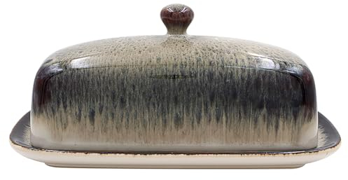 Lesser & Pavey Reactive Glaze Butter Dish with Lid for Kitchen & Home | Ceramic Adorable Butter Dish | British Designed Butter Dishes for All Sizes of Butter - Elements, LP73424