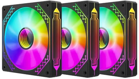 Dedjgoo ARGB 800-2000RPM Chassis Cooling Fan Synchronous 5V 3-Pin 12CM Black Positive Blade Fan Chassis Easy Install Easy to Use