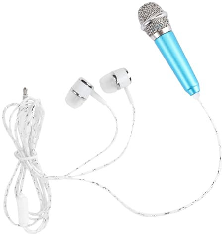 KICHOUSE Mini with Headphones for Portable Handheld Condenser Mic for Voice Recording and Singing Lightweight Design Sky for Chatting and Mobile Use