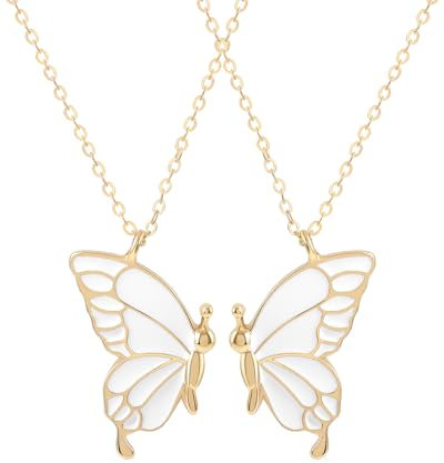 Zeayebsr Collier D'amitié Papillon pour Filles - Bijoux Longue Distance Anniversaire Noël Demoiselle D'honneur Cadeaux pour Dames Soeurs