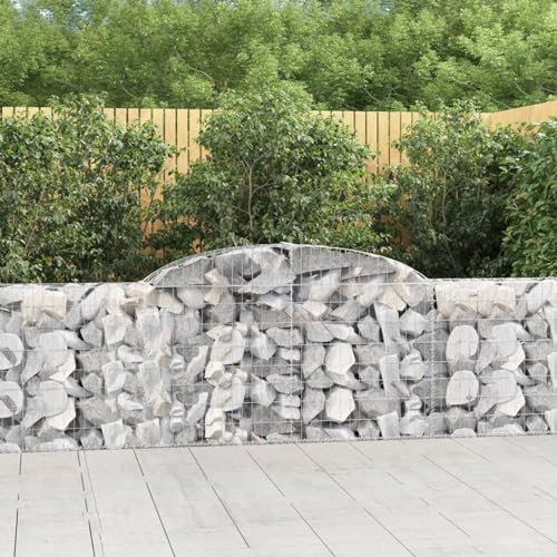 Homgoday Gabionenkörbe mit Bogen, 9 Stück, 300 x 30 x 80/100 cm, aus verzinktem Eisen, für den Außenbereich, Gabionen, Blumenkästen, Gabionen, Steinkörbe, Zaun, Garten, Gabionen