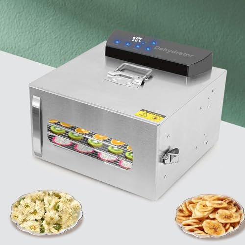 Essiccatore in acciaio inox, 400 W, 6 piani, disidratatore da cucina, essiccatore per verdure, frutta, carne, disidratatore LCD, timer