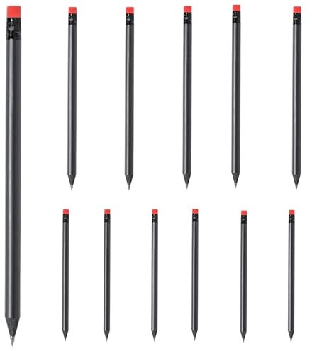 10 Stück matt schwarze Bleistifte Holzbleistifte Black Edition mit farbigem Radiergummi Härtegrad HB, vorgespitzt, 19 cm Länge Sparpack Nachhaltig in acht zu Ihrer Hausfarbe passenden Farben (Rot)