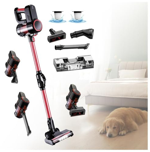 MeLtor Aspira E Lava Pavimenti Casa Asciutto e Umido,Luci LED,5 in 1 Scopa Elettrica Senza Filo per Pulizia Domestica/Capelli/Polvere/Lavapavimenti