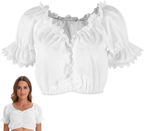HENGBIRD Dirndl,Chemisier Traditionnel pour Femme,Chemisier Dirndl Femme,Blouse Traditionnelle Femme Blanche,Chemise Blanche Femme,Chemisier Blanc Chic,Chemise Femme Chic et élégant(XL)