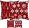 POPOYU 2 Stück Kissenbezug Weihnachten, 45x45cm Weihnachtskissenbezug Kissenbezug Rot Deko Kissenbezug Baumwolle Leinen Xmas Weihnachtsbaum Schneeflocke Zierkissenbezug Weihnachtsdeko Cover Couch Deko