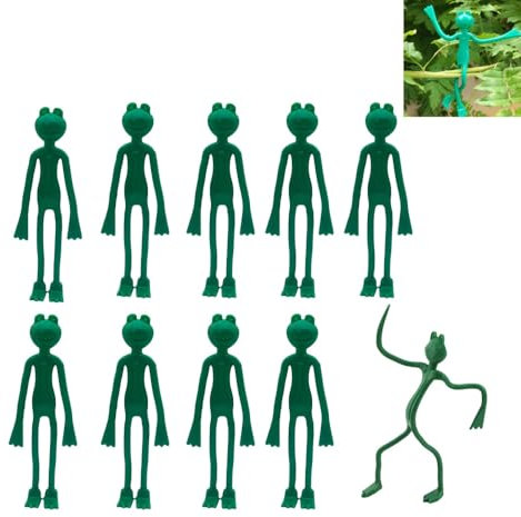 10Pcs Plant Ties Frog Garden Decorative Ties Cable Tree Organiser Bendable Garden Ties Climbing Plant Cable Twist Funny Frog For Garden Plant Aids Organiser Cables Plants Support Gardening Supplies