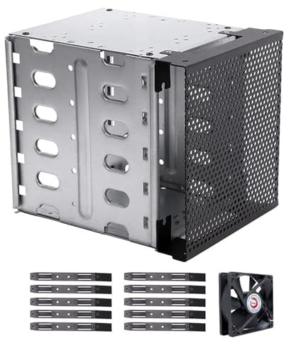 NOLOWY Edelstahl Festplatte Cage 5 25 bis 3 5 Rack Für Computer Hardfahrerschale Rack Mit Lüfterplatz