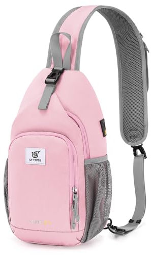 SKYSPER Sling Bag RFID Crossbody Sling Backpack Cross Body Shoulder Bag Travel Hiking Daypack for Women Men(Pink)