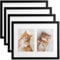 bomoe 4x Bilderrahmen Collage für 2 Fotos 9x13 cm – Fotorahmen Collage aus Holz, Kunststoffglas, Metall-Aufhängung & Passepartout Multirahmen für Bilderrahmen Set – Bilderrahmen 9x13 Schwarz Galeria
