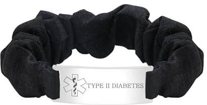 JunyiDIY Typ 2 Diabetes ID Medizinisches Alarm-Armband, Stilvolles Haarband Edelstahl Verstellbares Gesundheitssicherheits-Armband für Notfälle Frauen YA5426