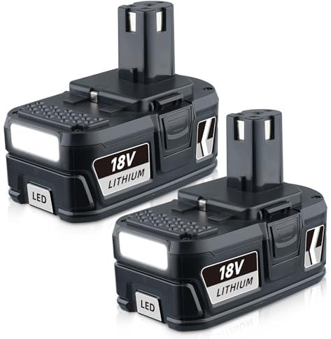 DASNITE 2Stück P108 5,0Ah Li-ion Ersatzakku für Ryobi 18V Akku P108 P107 RB18L50 RB18L40 RB18L25 RB18L15 RB18L13 P108 P122 P104 P105 P102 P103 Ersatz für Ryobi Akku 18V Werkzeugen mit LED-Ladeanzeige