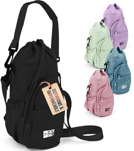 Tacti Sac – Sac Isotherme Porte-Bouteille & Gourde 1.5L – Randonnée, Sport, Voyage – Bandoulière Ajustable, Étanche & Ultra Léger – Idéal Homme & Femme (Noir - 2025)