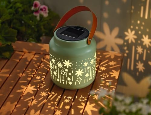 moses. Blatt & Blüte Solar-Licht Schattenzauber – Solarleuchte für Garten, Terrasse oder Balkon, mit Lichtprojektion, herausnehmbarem Solarmodul und LED-Licht, auch als Kerzenhalter nutzbar