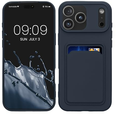 kwmobile Handyhülle für Apple iPhone 17 Pro Max Hülle mit Kartenfach - TPU Case - Kabelloses Laden - Schutzhülle Cover in Dunkelblau
