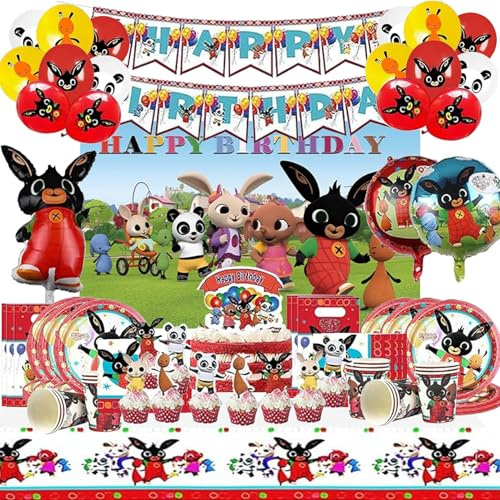 99 Pezzi Bunny Stoviglie per Feste di Compleanno | Addobbi Compleanno Bunny，Tovaglioli, Tovaglia, Piatti di Carta