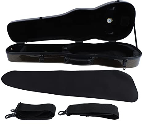KIMISS Premium in Voller Größe Carbon Violin Fall mit Hygrometer und Einstellbaren Gurten - Leichter Tragbarer Schutz für 4/4 Geigen (Kaffee)