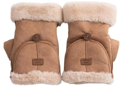 YIXANNX Halbfinger Fäustlinge für kaltes Wetter, Flip Top Winter Flip Handschuhe, warme, umwandelbare Halbfinger Fäustlinge sind aus Plüsch Isolierung, umwandelbare Top für Damen