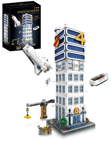 Aimmob Klemmbausteine Space Wars Set: Modular Building Four Heroes Tower mit Raumschiff - Sci-Fi Haus für Erwachsene, 6135 Teile mit Drucken, Geschenkidee