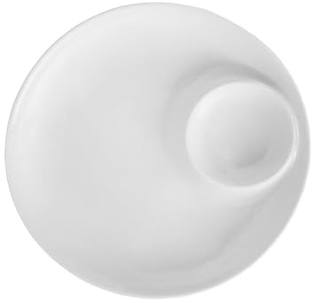 Healeved Ceramic Dumpling Dish Plate, White 9 Inch Round Serving Tray | Simple Style, Lightweight Multi Use Tableware, for Dumplings, Lobster Dip and Varied Occasions