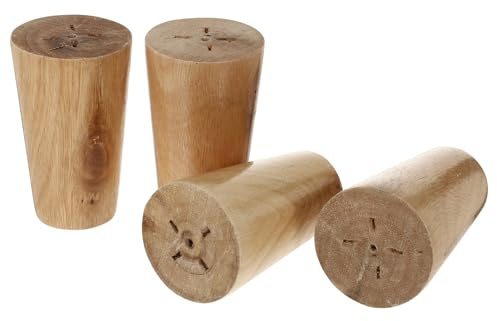 CORHAD Runde Massive Holzmöbelfüße als Ersatzteile, 4 Stück, Weiß