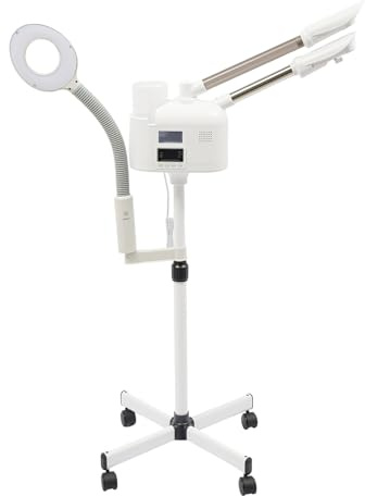 3-in-1 Gesichtsdampfer Gesichtssauna Porenreiniger Luftbefeuchter, Heiße und Kalte Kosmetik Dampfgerät mit Intelligenter Touchscreen, LED-Licht und Lupe, Einstellbare Höhe und Neigung