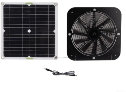 Extractor solar de 100 W con panel monocristalino, ventilación solar para pollo, invernadero, cobertizo de perrera, impermeable 3000 RPM (sin batería)