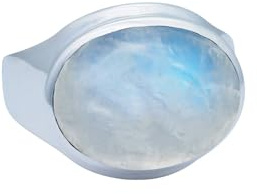 mantraroma Silberring Damen 925 Sterling Silber – ovaler Edelstein Ring 12 x 16 mm, schlichter minimalistischer Damenschmuck modern elegant, Geschenk für Frauen