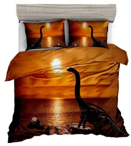 Odot Bettwäsche Set 3tlg, Bedding Natürlich Bedrucktes Atmungsaktive Hypoallergen Bequem Weich und Haltbar Hohe Qualität Bettbezug Kissenbezug (140x200cm,Erdbeben-Drache)