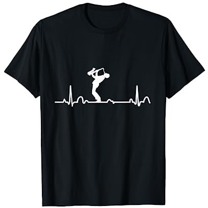 Geschenkidee für Saxophonspieler EKG Herzschlag Saxophon T-Shirt