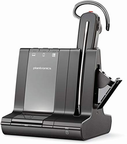 Plantronics DECT-Mono-Headset 'Savi W8245' konvertibel, mit Basisstation, Überkopfbügel + Nackenbügel und Ohrhaken, SoundGuard und Batterieladefach, Skype for Business, Schwarz