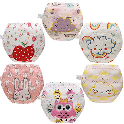 Skhls Couches Culottes d'apprentissage Lavable pour Les Enfants 2-4 Ans (2 Ans, 6pcs Rose)