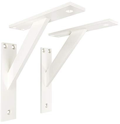 Sossai Regalträger 2er Set FSHR 180x180 mm aus Aluminium – Wandhalterung Regalwinkel für Regalbrett – weiß – modernes Design