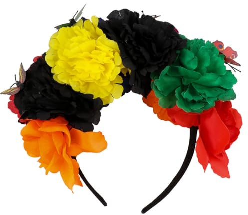 Lurrose Halloween Haarreif Mit Künstlichen Blumen Und Schmetterlingen Damen Kopfschmuck Für Party Kostüm Accessoire