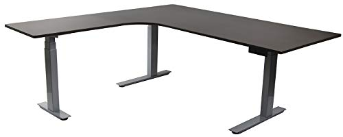 HORI Eck-Schreibtisch PC Computertisch oder als Arbeitstisch mit elektrisch höhenverstellbarem Tischgestell - Maße: 120 x 120 x 68 cm - bis 120 kg - Silbernes Eck-Tischgestell mit anthraziter