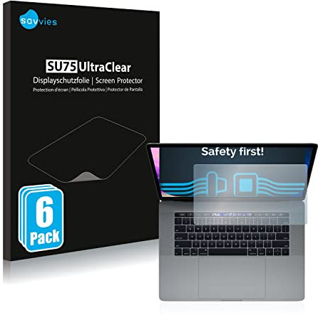 Savvies 6 Stück Schutzfolie für Apple MacBook Pro 15 2019 (Touch Trackpad) Displayschutz-Folie Ultra-Transparent